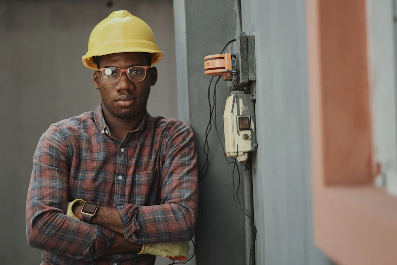 Electrician working on electrical service panel